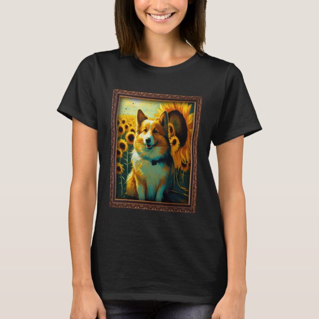 Icelandic Sheepdog Painting Sunflower Flower Mom W T-Shirt (Vorderseite)