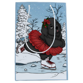Iceskating Newfundland Welppy Winter Wonderland Mittlere Geschenktüte