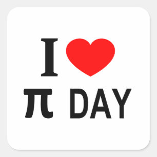 Ich ❤️ π TAG ICH LIEBE π TAG ICH HERZ π TAG Quadratischer Aufkleber