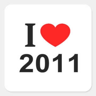 Ich ❤️ 2011 Ich LIEBE 2011 Ich HERZ 2011 Quadratischer Aufkleber