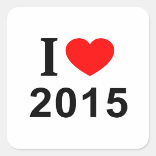 Ich ❤️ 2015 Ich liebe 2015 Ich mag 2015 Quadratischer Aufkleber