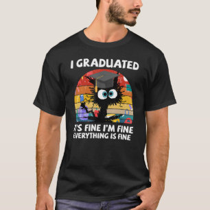 Ich absolvierte Retro Vintag Funny Black Cat Schoo T-Shirt