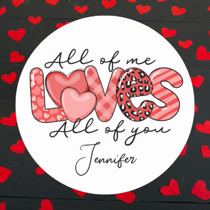 Ich alle Lieben Sie Personalisiert Valentinstag Runder Aufkleber