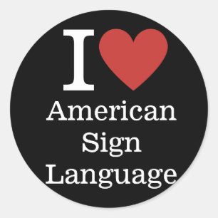 Ich ❤️ American Sign Language für Studenten/Fakult Runder Aufkleber