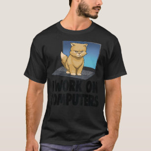 Ich arbeite an Computer wütend Katzenkatze Kitten T-Shirt