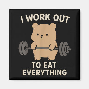 Ich arbeite daran, alles Niedliche Bären Fitness W Magnet