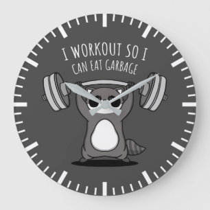 Ich arbeite daran, Müll zu essen - Funny Gym Racco Große Wanduhr