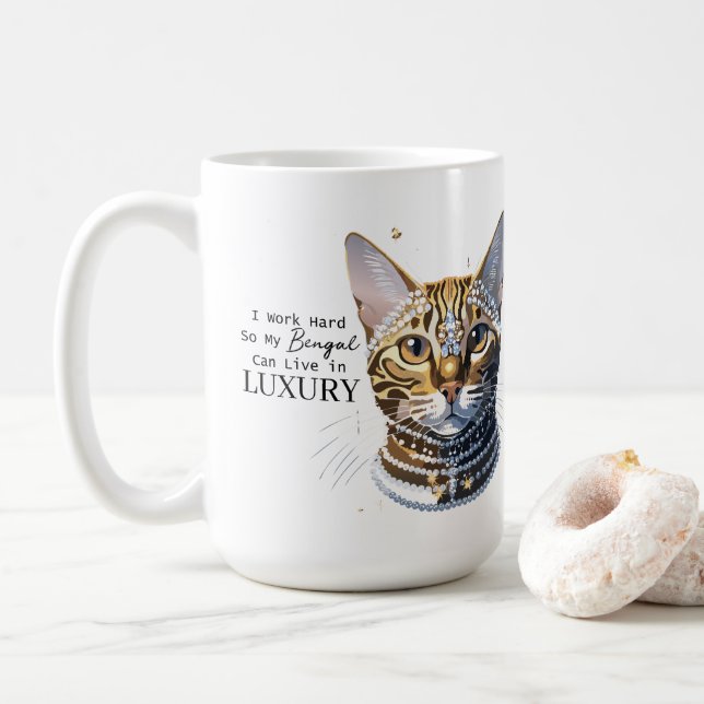 Ich arbeite hart, damit mein Bengalisches in Luxus Kaffeetasse (Mit Donut)