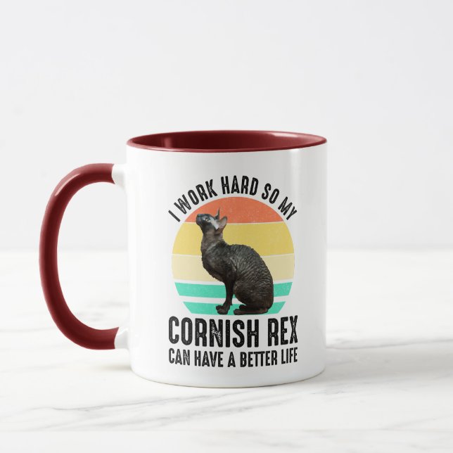Ich arbeite hart, damit meine Cornish Rex ein bess Tasse (Links)