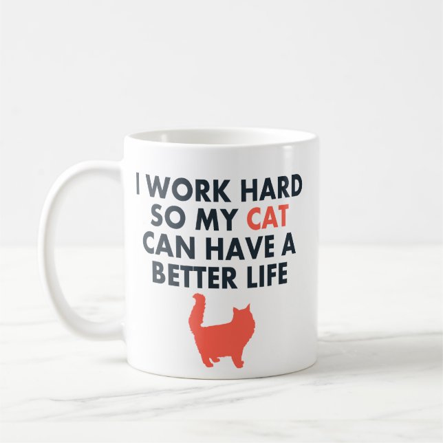 Ich arbeite hart funny Cat Zitat für Katzenliebhab Kaffeetasse (Links)