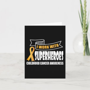 Ich arbeite mit Superhelden Childhood Cancer Ribbo Karte