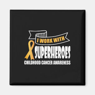 Ich arbeite mit Superhelden Kinderkrebs-Ribbon Aw Magnet
