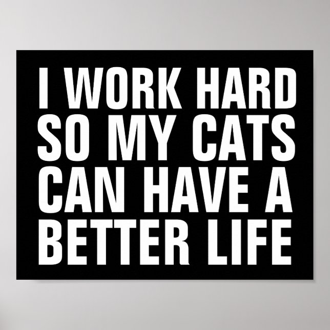 ICH ARBEITEE HARTE, DAMIT KATZEN EIN BESSERES LEBE POSTER (Vorne)