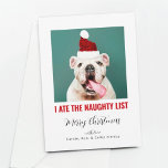 Ich aß das lustige Foto der lustigen Liste Feiertagskarte<br><div class="desc">Eine lustige Weihnachtskarte,  auf der Ihr bezaubernder Zornfreund (Hund,  Katze,  Spinne,  was auch immer) mit der Behauptung "Ich habe die Naught-Liste gegessen" dargestellt wird.</div>