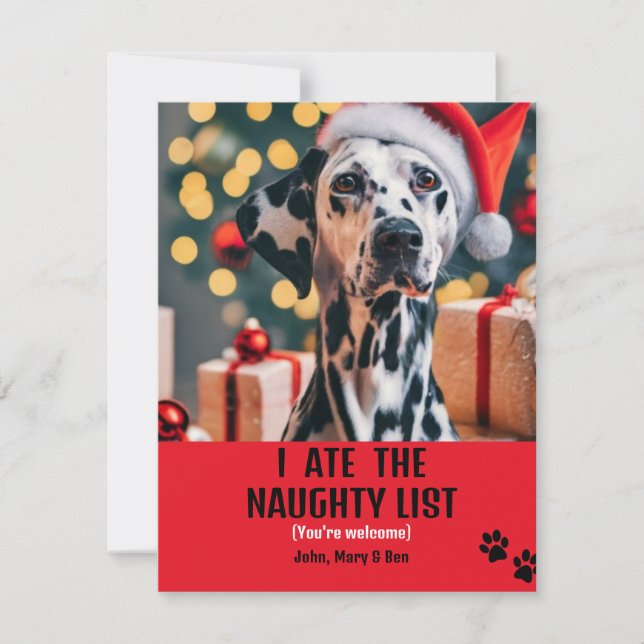 Ich aß Naughty List Haustier Foto Weihnachten Rote Einladung (Vorderseite)