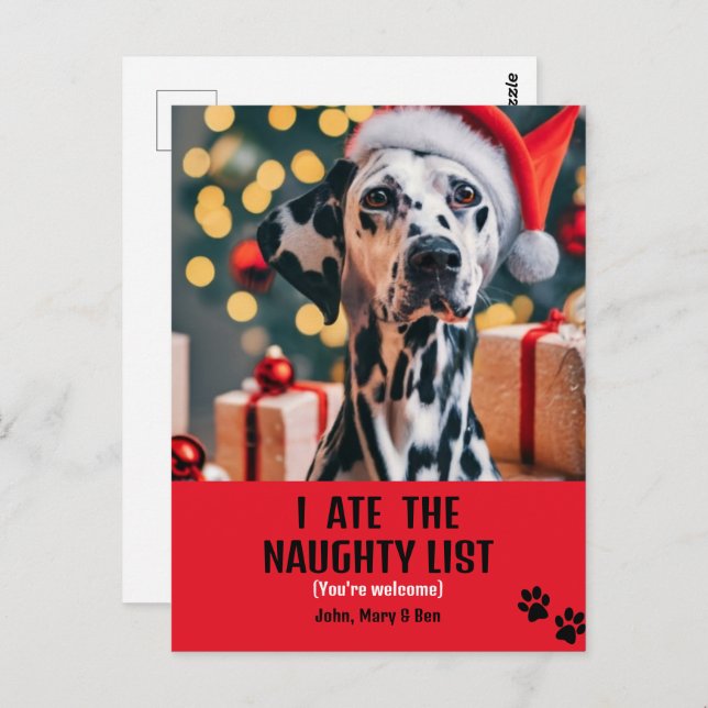 Ich aß Naughty List Haustier Foto Weihnachten Rote Postkarte (Vorne/Hinten)