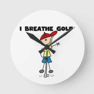 Ich atme Golf Runde Wanduhr