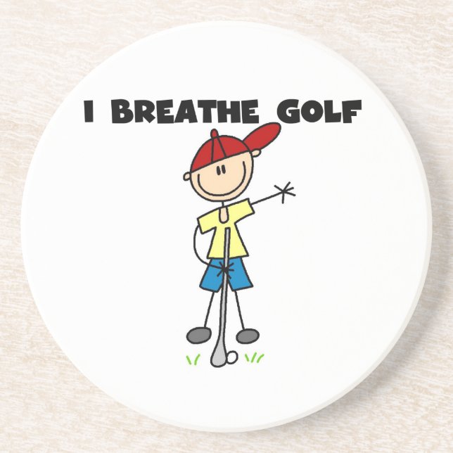 Ich atme Golf Sandstein Untersetzer (Vorne)