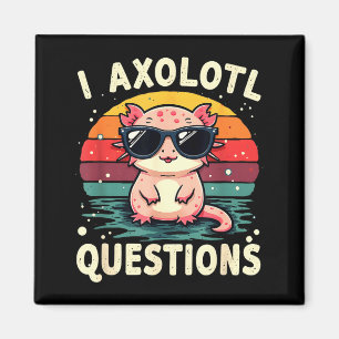 Ich Axolotl Fragen Cute Funny Retro Sonnenuntergan Magnet