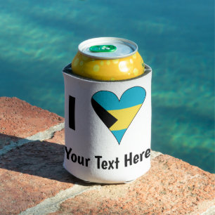 Ich (Bahamische Flagge Herz Liebe) Ihren Text Dosenkühler