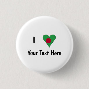 Ich (Bangladesch Herz Flagge Liebe) Personalisiert Button