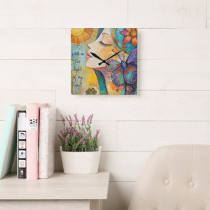 Ich bat mich vor dem Hintergrund meiner Soul-Uhr Quadratische Wanduhr