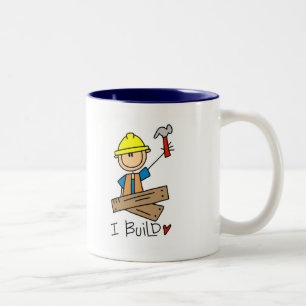 Ich baue Stockfigur Zimmermann T-Shirts Zweifarbige Tasse