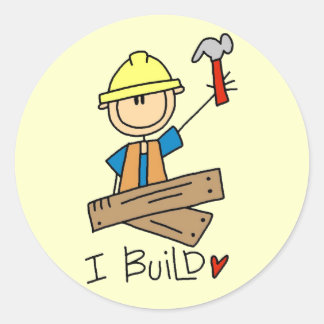 Ich baue Strichmännchen Carpenter Tshirts Runder Aufkleber