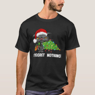 Ich bedaure nichts Funny gelangweilte Cat Weihnach T-Shirt