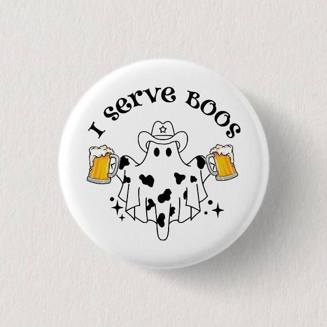 Ich bediene Boos! Barkeeper gruselig  Button (Vorderseite)