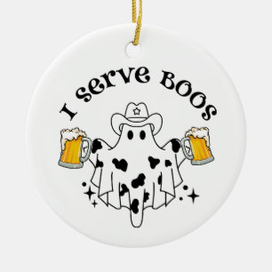 Ich bediene Boos! Barkeeper gruselig Keramik Ornament