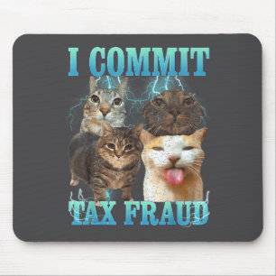 Ich begehe Steuerbetrug Lustiges Katzen-Meme-Bootl Mousepad