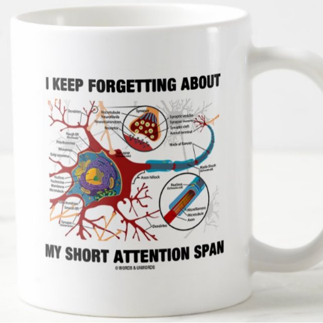 Ich behalte das Vergessen über meine kurze Tasse (Mug featuring neuron/synapse for anyone with a short attention span)