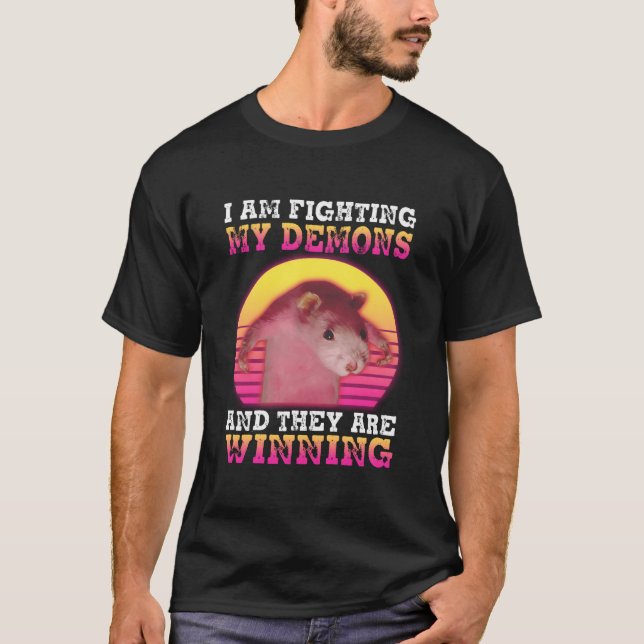 Ich bekämpfe meine Dämonen Ratte T-Shirt (Vorderseite)