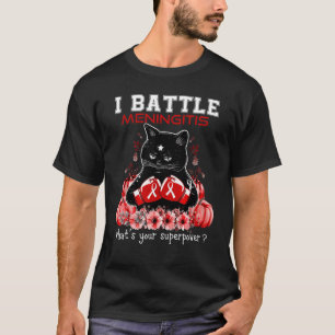 Ich bekämpfe Meningitis-Bewusstseins-Katze T-Shirt