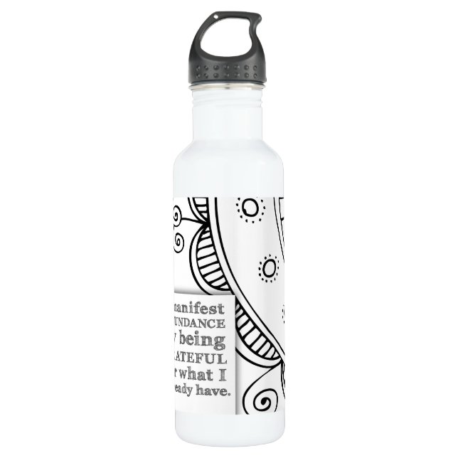 Ich bekenne mich zur Fülle, indem ich dankbar beja Edelstahlflasche (Vorderseite)