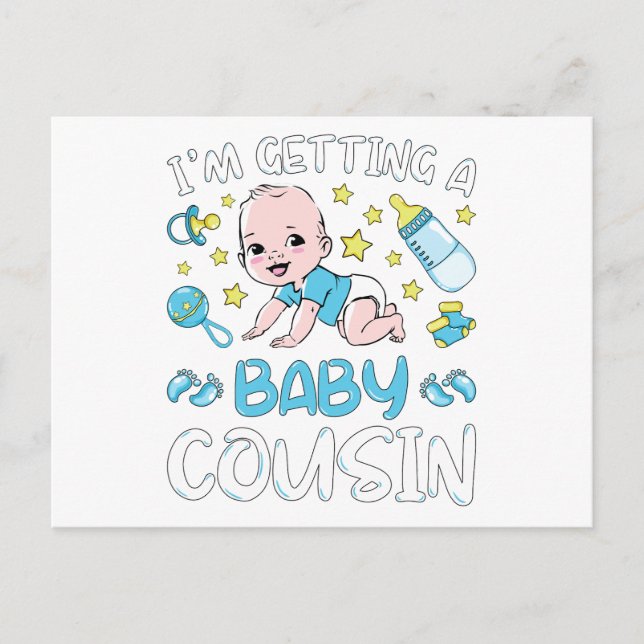 Ich bekomme jetzt eine Baby Cousin Boy Gender Reve Postkarte (Vorderseite)
