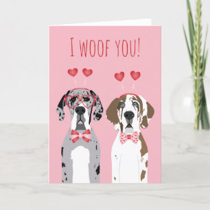 Ich belle dich an, Doggen Rosa Rot Feiertagskarte