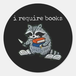 Ich benötige Bücher Waschbär lustiges Lesebuch Hum Runder Aufkleber