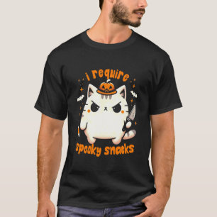 Ich benötige gruselige Snacks Moody Cat Halloween T-Shirt
