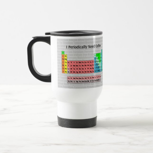 Ich benötige regelmäßig Kaffee- Periodic Table Reisebecher (Links)