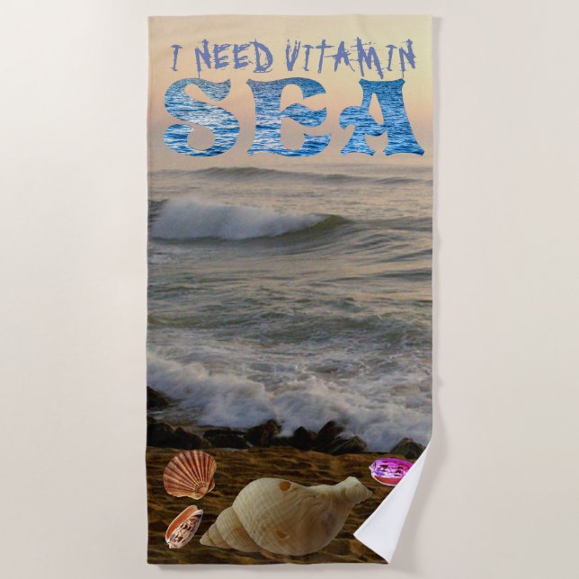 ICH BENÖTIGE VITAMIN-MEER STRANDTUCH (Vorderseite)