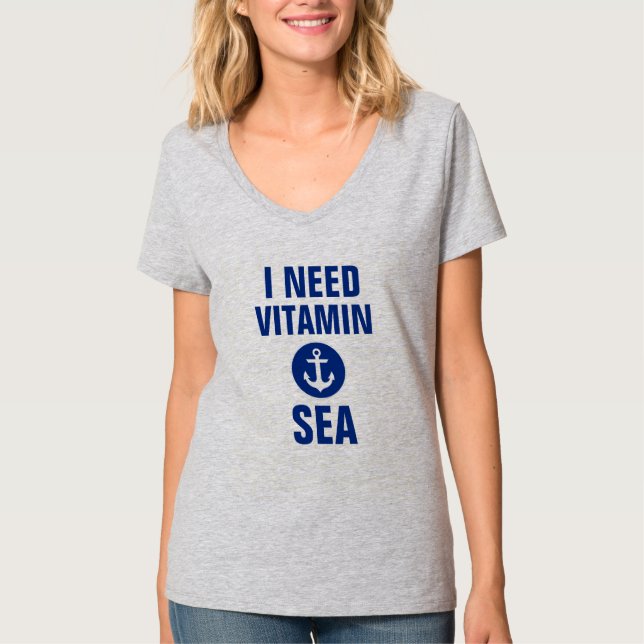 Ich benötige Vitamin-Seeblauen Anker-nautischT - T-Shirt (Vorderseite)