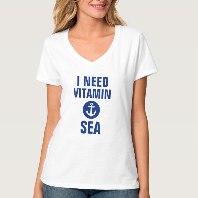Ich benötige Vitamin-Seeblauen Anker-nautischT - T-Shirt (Vorderseite)