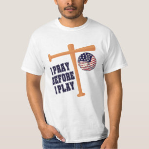 Ich bete, bevor ich Basebal Game spiele T-Shirt