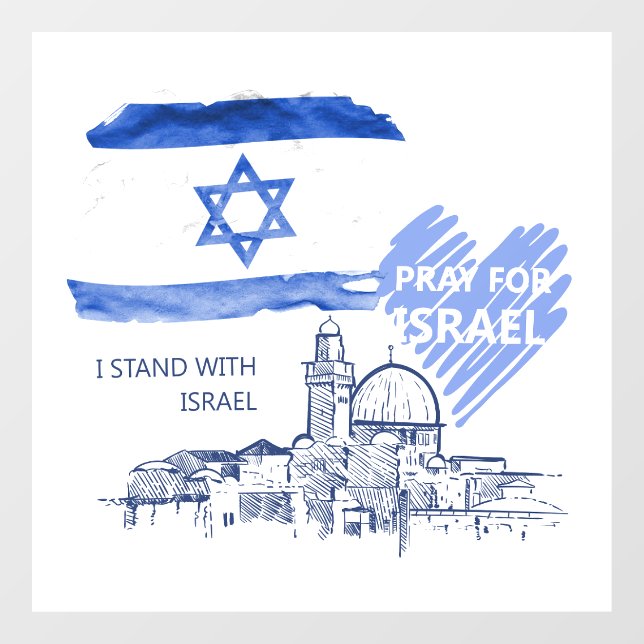 Ich bete für Israel und stehe mit Israel. Weltfrie Fensteraufkleber (Blatt)