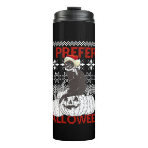 Ich bevorzuge Halloween Weihnachten schwarze Katze Thermosbecher