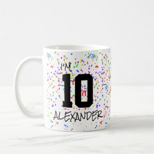 Ich bin 10 Add Name und Foto Confetti Geburtstagsk Kaffeetasse