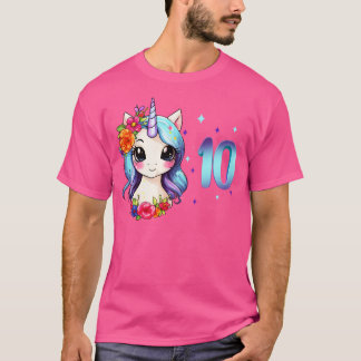 Ich bin 10 Jahre alt, mit 10 Einhornmädchen T-Shirt