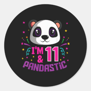 Ich bin 11 Pandastic Py Panda Bday Celebration Runder Aufkleber